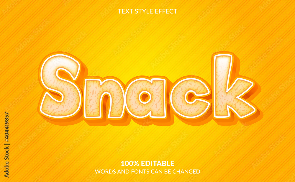 Editable text effect, Cheese Snack text style