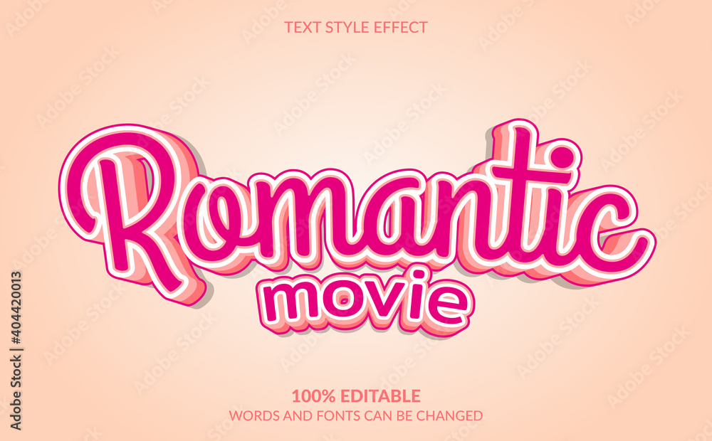 Editable text effect, Romantic Movie text style