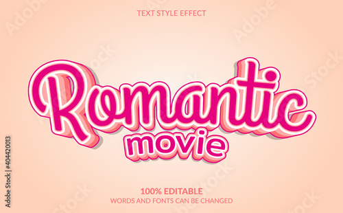 Editable text effect  Romantic Movie text style