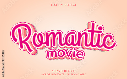 Editable text effect, Romantic Movie text style