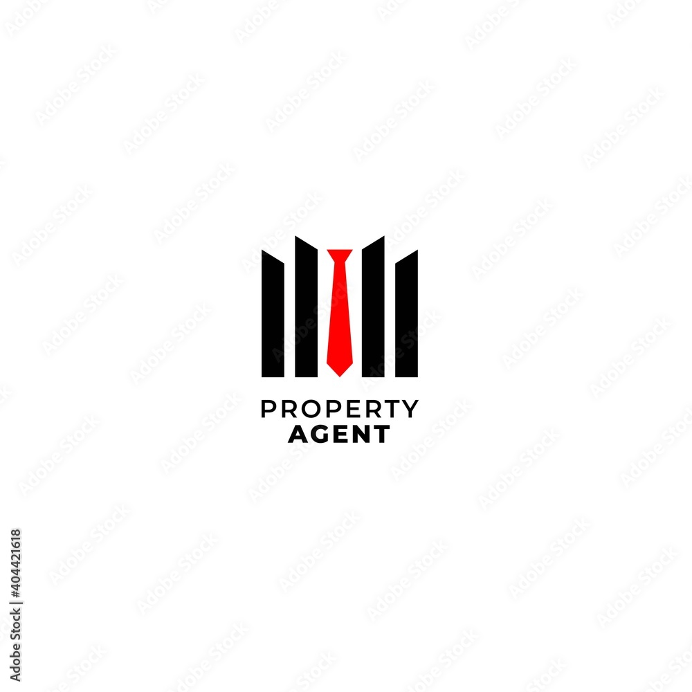 Property and real estate agent salesman with tie and building negative space design concept for house, consultant and apartment company Property and real estate agent salesman with tie and building negative space design concept for house, consultant and apartment company