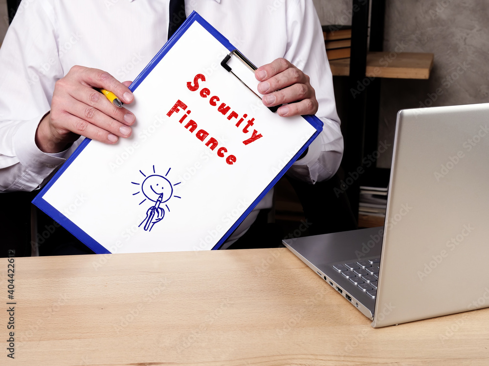 Fotografie Security Finance phrase on the page.