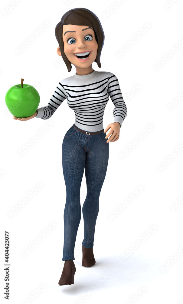 Fun 3D cartoon casual character woman Fun 3D cartoon casual character woman