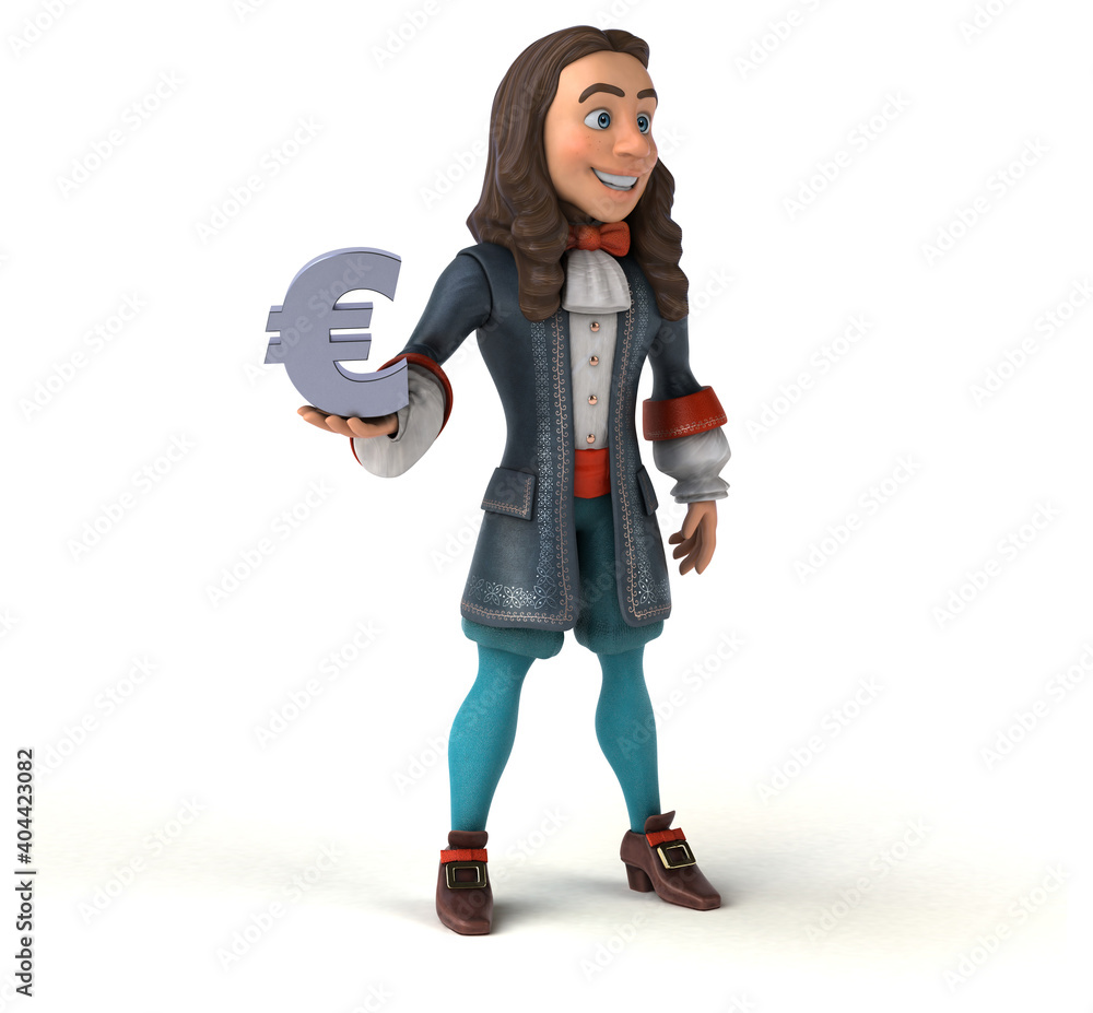 3D Illustration of a cartoon man in historical baroque costume 3D Illustration of a cartoon man in historical baroque costume