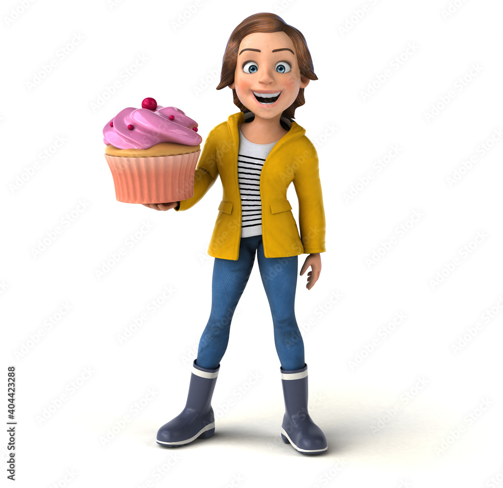 Fun 3D illustration of a cartoon teenage girl Fun 3D illustration of a cartoon teenage girl