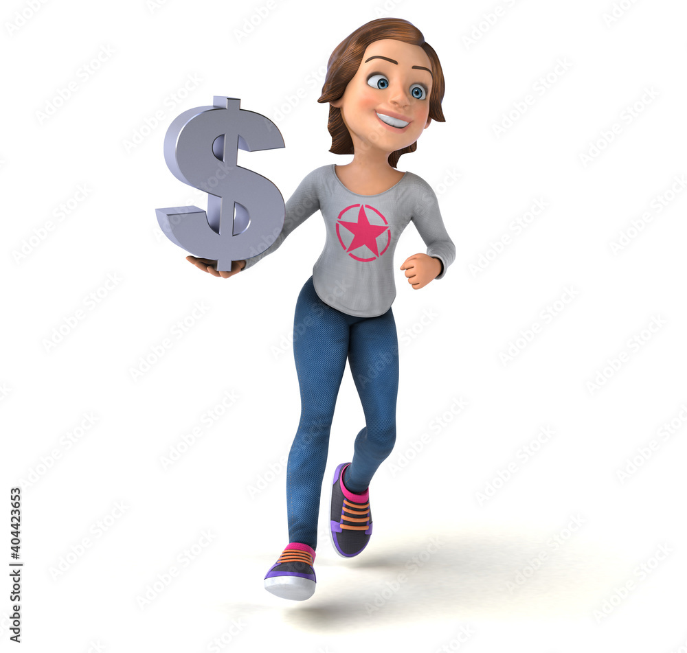 Fun 3D illustration of a cartoon teenage girl Fun 3D illustration of a cartoon teenage girl