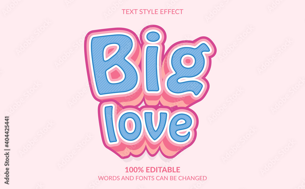Editable text effect, Big Love text style Editable text effect, Big Love text style