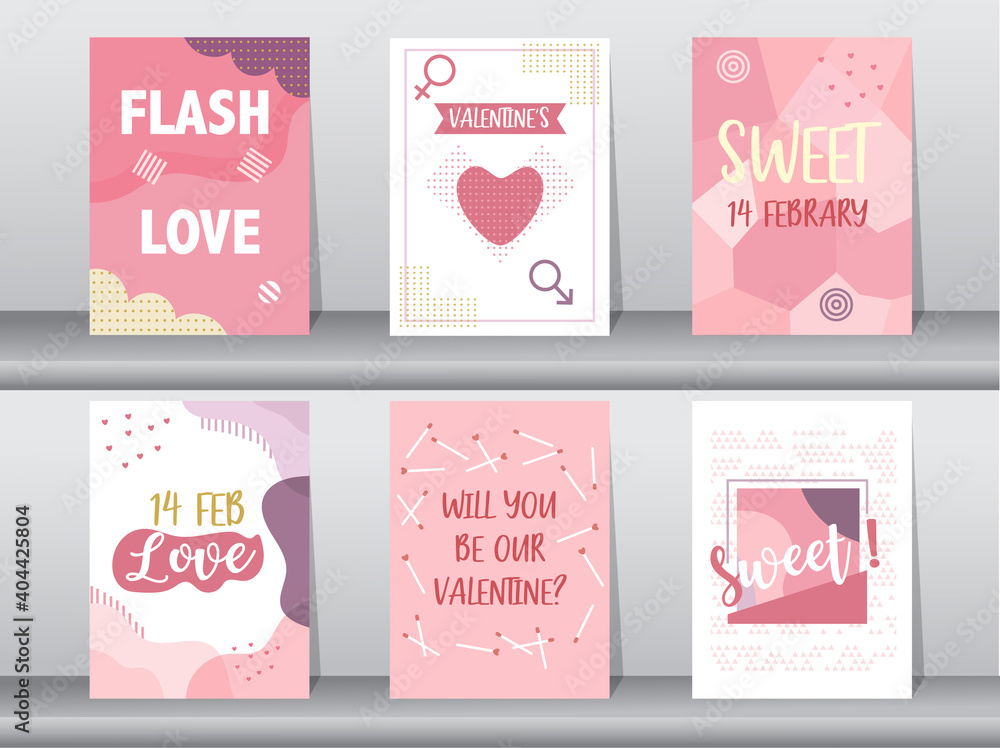 Set of Valentine's day card on retro pattern design,love,cute vector,Vector illustrations Set of Valentine's day card on retro pattern design,love,cute vector,Vector illustrations