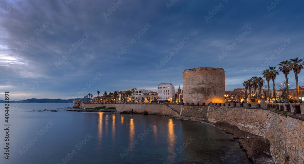 Torre Sulis, part of the medieval seafront ramparts of the city of Alghero (L'Alguer), Sassari province, Sardinia