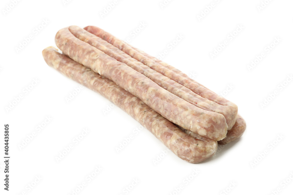 Tasty raw sausages isolated on white background Tasty raw sausages isolated on white background