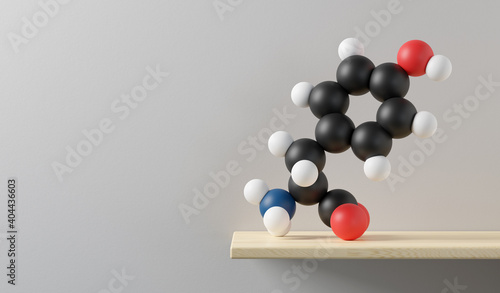 Tyrosine  l-tyrosine  Tyr  Y  amino acid molecule. 3D rendering.