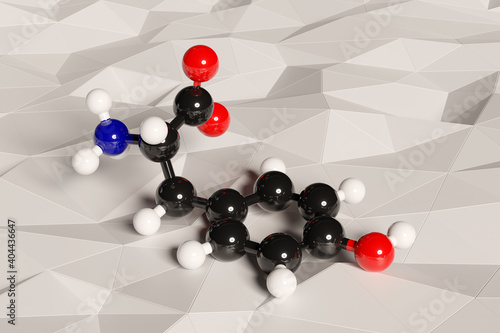 Tyrosine (l-tyrosine, Tyr, Y) amino acid molecule. 3D rendering. photo