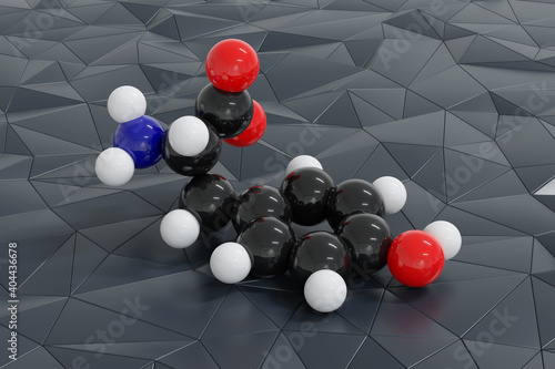 Tyrosine (l-tyrosine, Tyr, Y) amino acid molecule. 3D rendering. photo