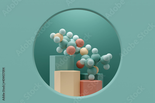 Pyrrolysine (l-pyrrolysine, Pyl, O) amino acid molecule. 3D rendering. Atoms are represented as spheres with conventional color coding: hydrogen (white), carbon (grey), oxygen (red), nitrogen (blue). photo