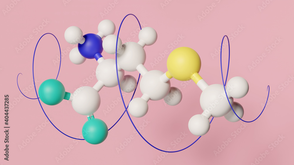 Αυτοκόλλητο Methionine (L-methionine, Met, M) amino acid molecule