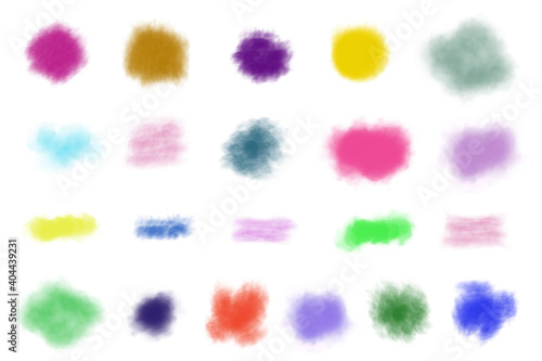 Collection of watercolour painted wet smears, stains, stripes, spot, blots, slick as design background creative elements