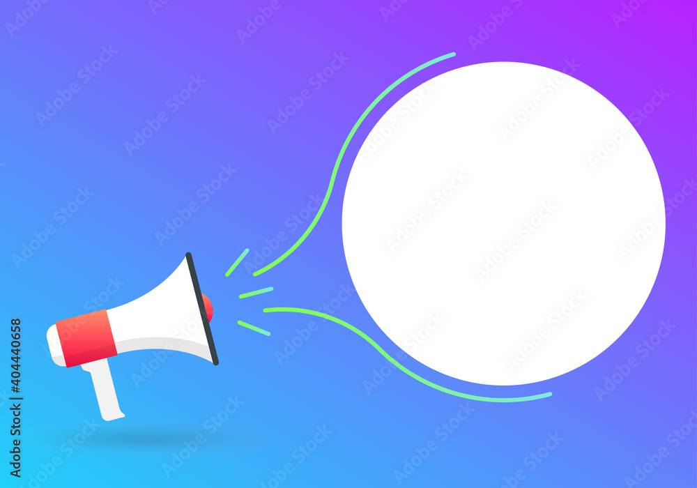 Megaphone or loud speaker with speech bubble and space for your text ...
