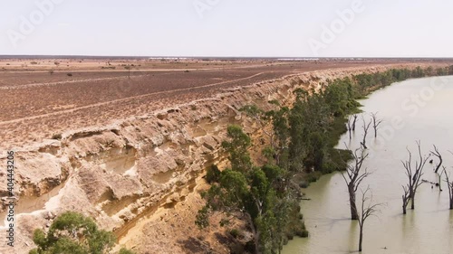 Aerial of Cliffs in Murray Darling basin river system. South Australia. Outback photo