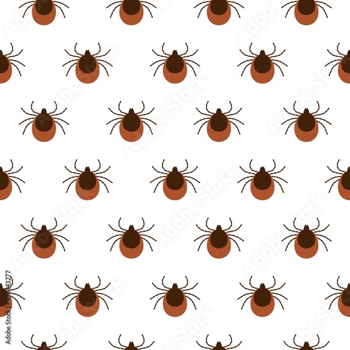 Vector realistic isolated seamless pattern with tick insects for decoration and covering on the white background.
