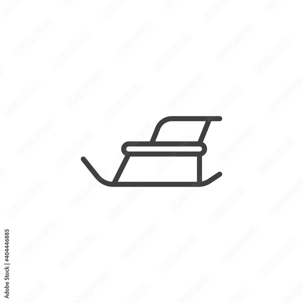 Winter sleigh line icon. linear style sign for mobile concept and web design. Santa sleigh outline vector icon. Symbol, logo illustration. Vector graphics Winter sleigh line icon. linear style sign for mobile concept and web design. Santa sleigh outline vector icon. Symbol, logo illustration. Vector graphics