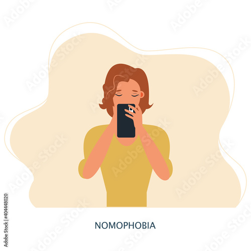 Smartphone internet addiction awareness flat poster with people chatting with virtual friends and checking mails abstract vector illustration

