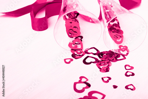 Valentine's day-romance, love, champagne Glasses with hearts inside
