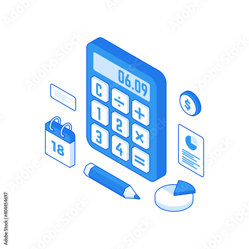 Cartoon calculator and business accessories vector design