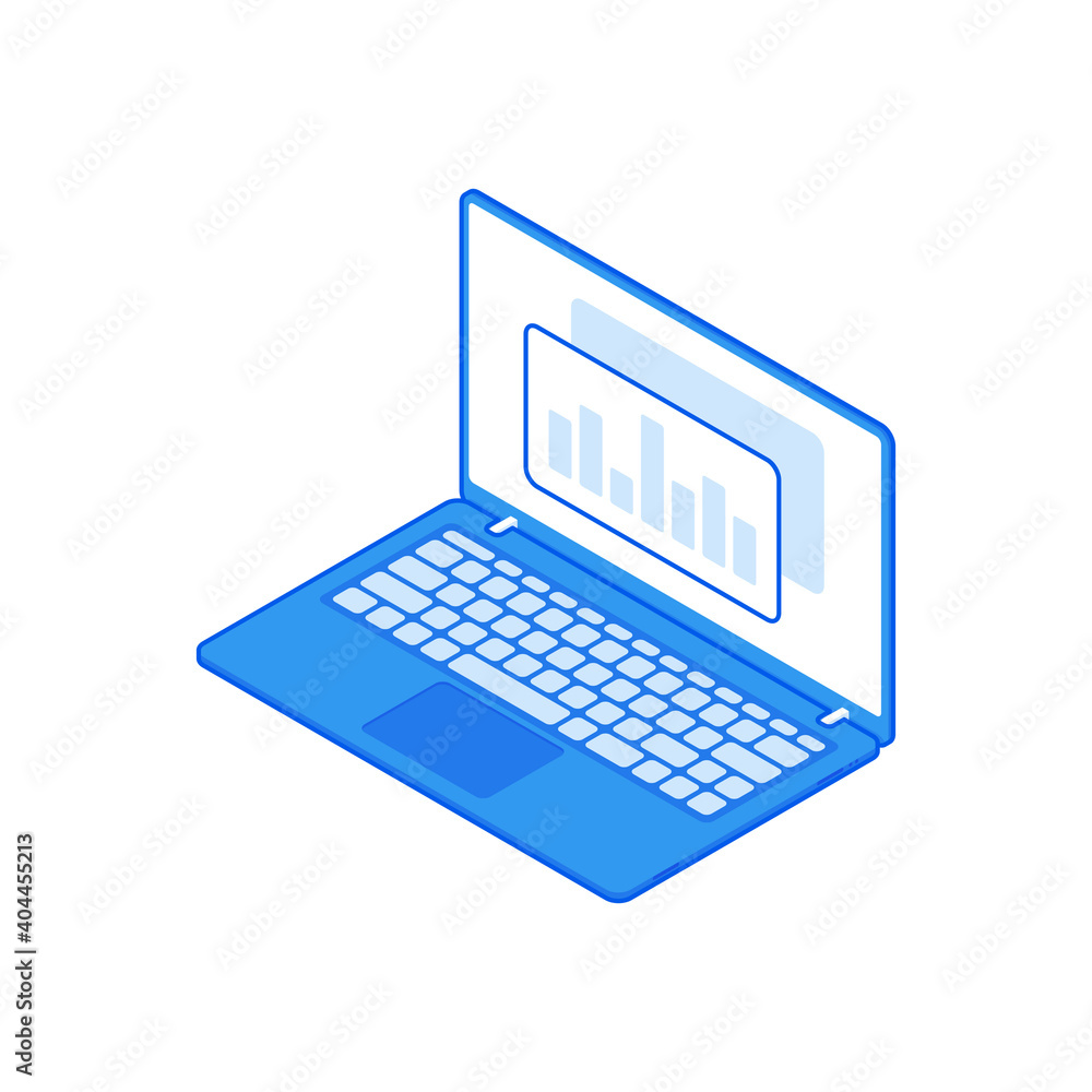 Cartoon laptop with financial chart and graph Cartoon laptop with financial chart and graph