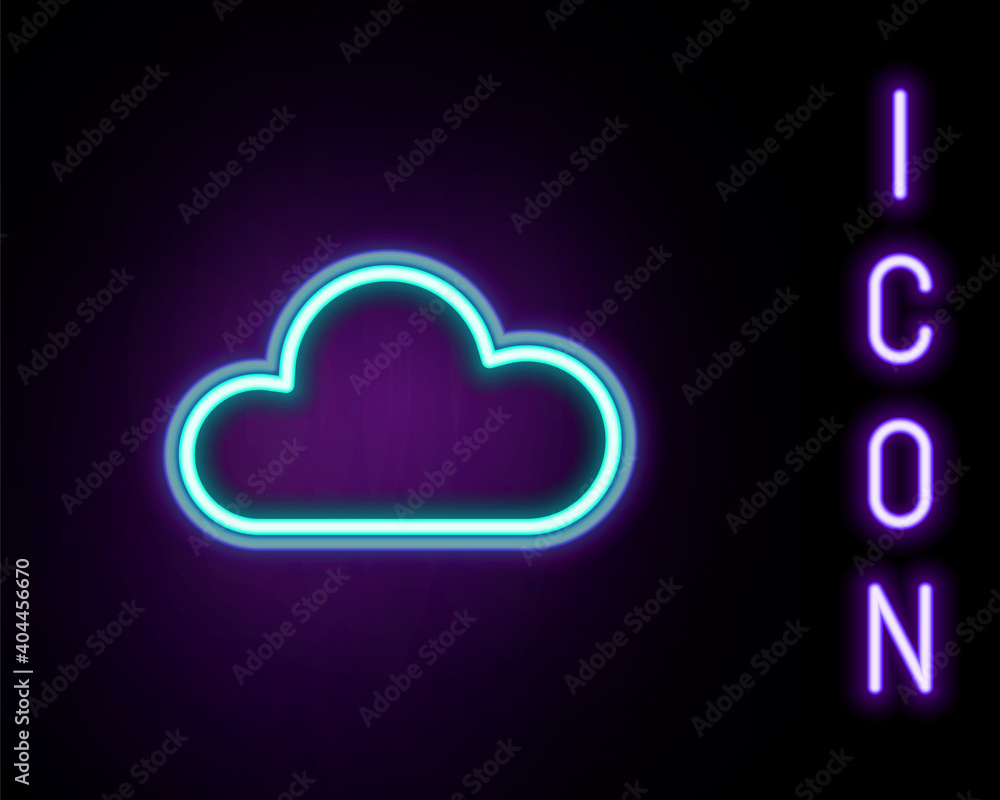 Glowing neon line Cloud icon isolated on black background. Colorful outline concept. Vector. Glowing neon line Cloud icon isolated on black background. Colorful outline concept. Vector.