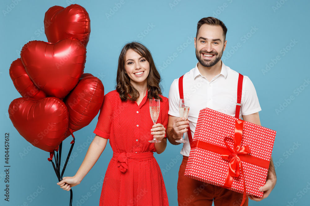 inscription: happy birthday. couple in festive fashionable clothes Stock  Photo - Alamy