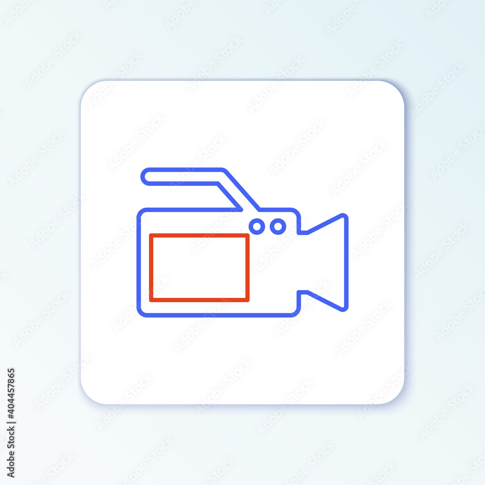 Line Cinema camera icon isolated on white background. Video camera. Movie sign. Film projector. Colorful outline concept. Vector. Line Cinema camera icon isolated on white background. Video camera. Movie sign. Film projector. Colorful outline concept. Vector.