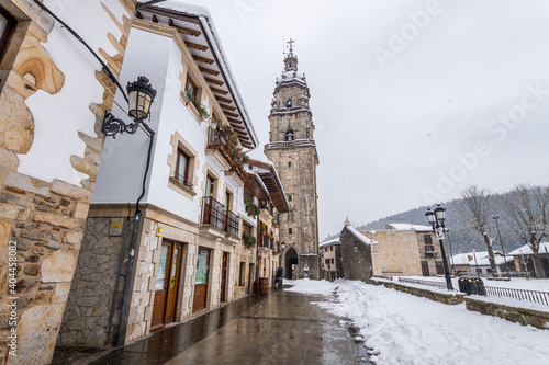 beautiful street of otxandio basque town, Spain