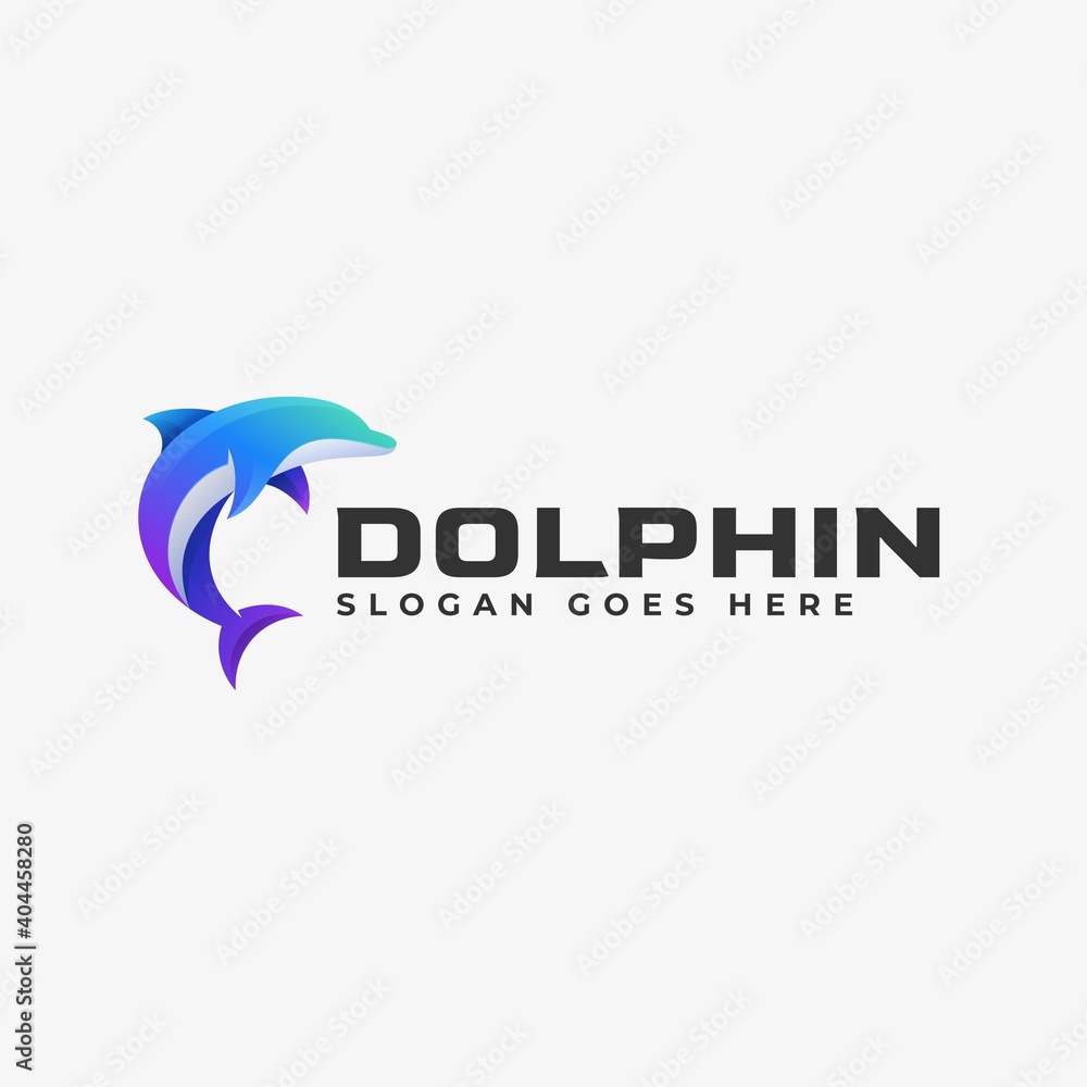 Obraz premium Vector Logo Illustration Dolphin Gradient Colorful Style.