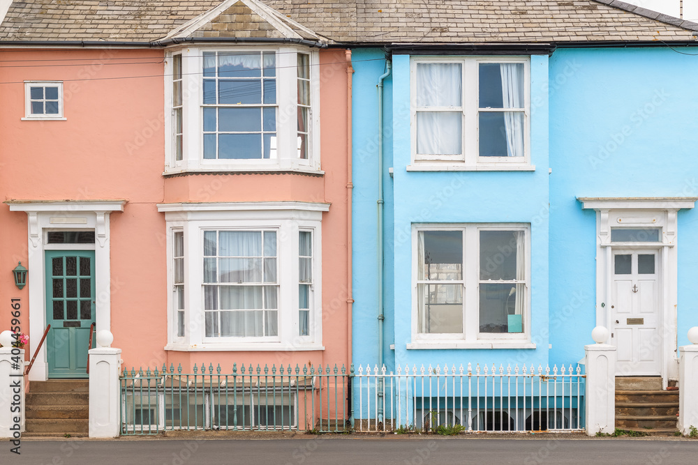 Colourful terraced houses in Southwold, a seaside town in the UK Colourful terraced houses in Southwold, a seaside town in the UK