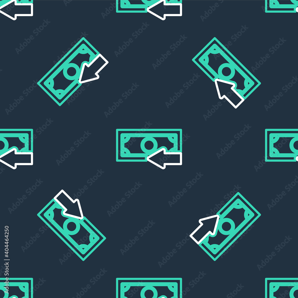 Line Cash back icon isolated seamless pattern on black background. Financial services, money refund, return on investment, savings account, currency exchange. Vector. Line Cash back icon isolated seamless pattern on black background. Financial services, money refund, return on investment, savings account, currency exchange. Vector.
