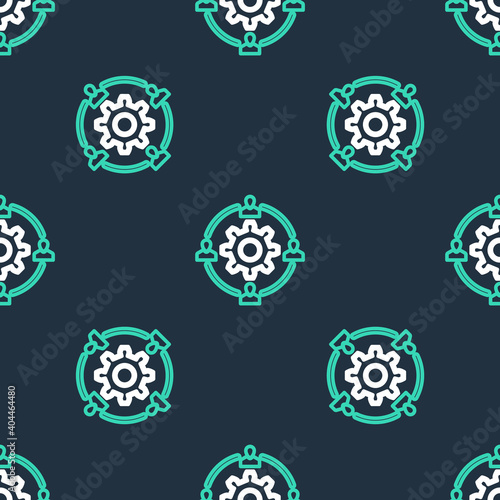 Line Outsourcing concept icon isolated seamless pattern on black background. Cooperation sign. Idea of teamwork and investment. Vector.
