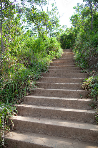 Long stone staircase leading up the hill.