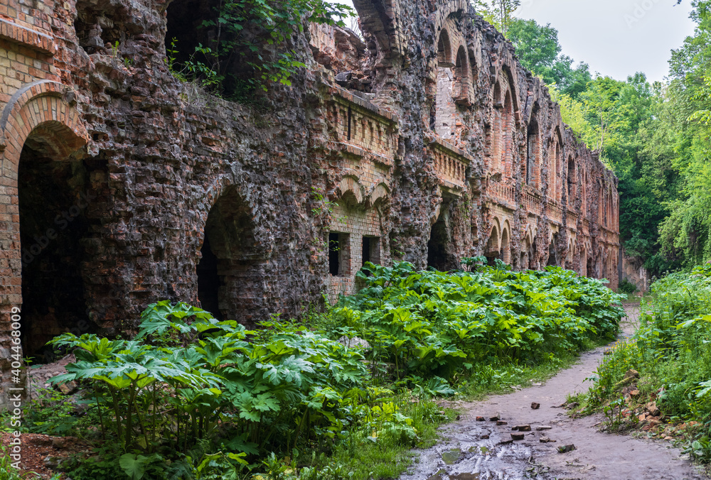 Abandoned Military Tarakaniv Fort (other names - Dubno Fort, New Dubna Fortress) - a defensive structure, an architectural monument of 19th century, Tarakaniv, Rivne region, Ukraine.