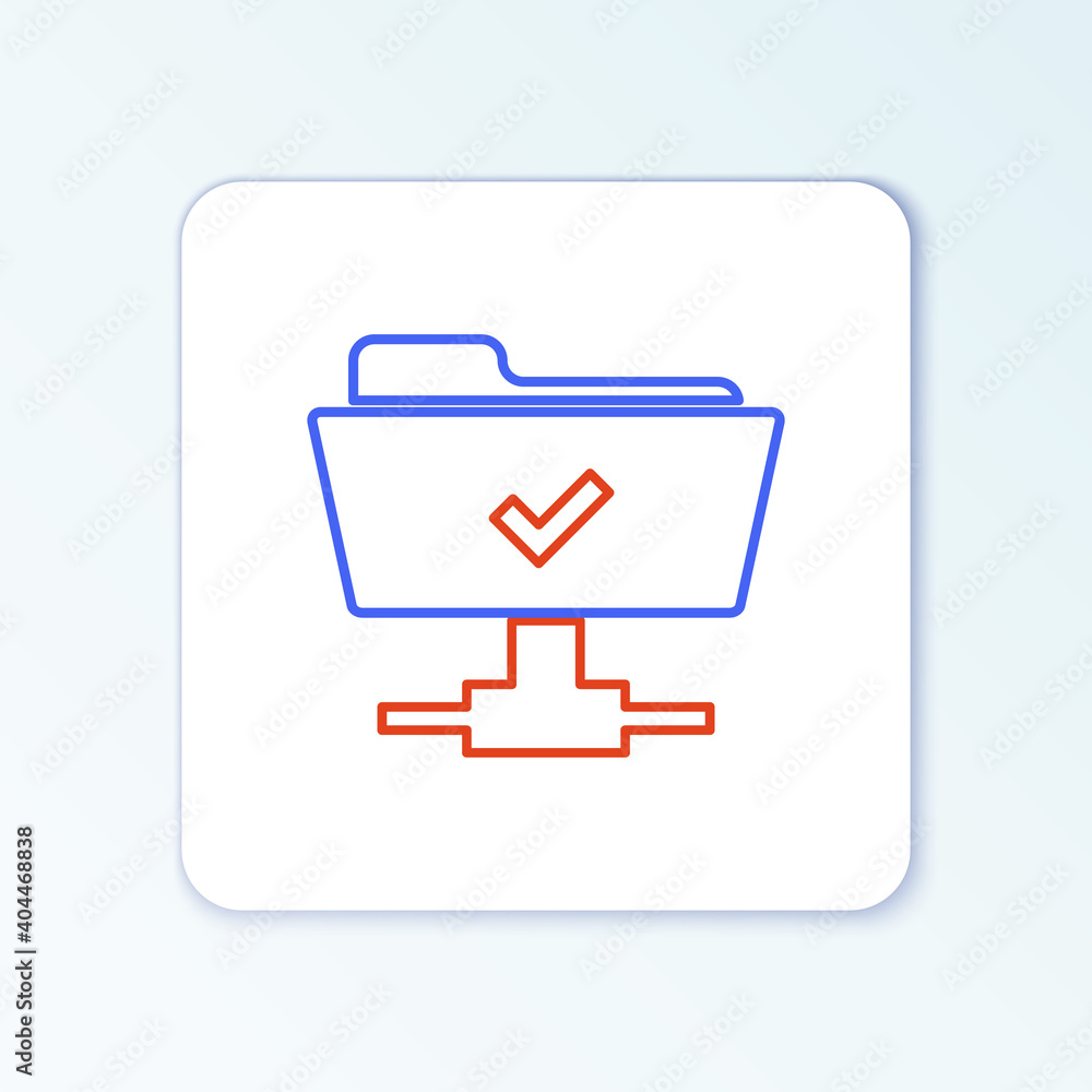 Line FTP operation successful icon isolated on white background. Software update, transfer protocol, teamwork tool management, copy process. Colorful outline concept. Vector. Line FTP operation successful icon isolated on white background. Software update, transfer protocol, teamwork tool management, copy process. Colorful outline concept. Vector.