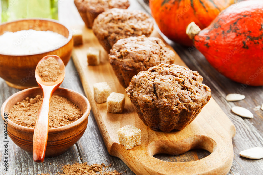 Fototapeta premium Homemade pumpkin muffins
