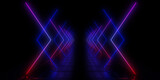 3D abstract background with neon lights. neon tunnel .space construction . 3d illustration