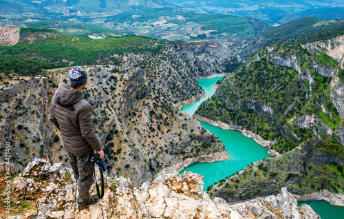 Man is watching Arapapisti Canyon in Turkey