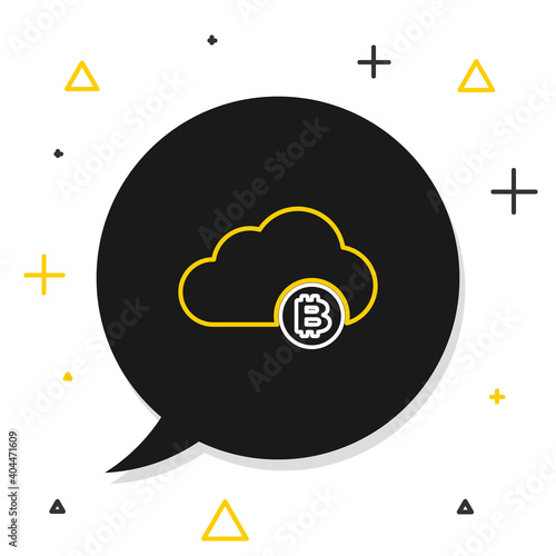 Line Cryptocurrency cloud mining icon isolated on white background. Blockchain technology, bitcoin, digital money market, cryptocoin wallet. Colorful outline concept. Vector.