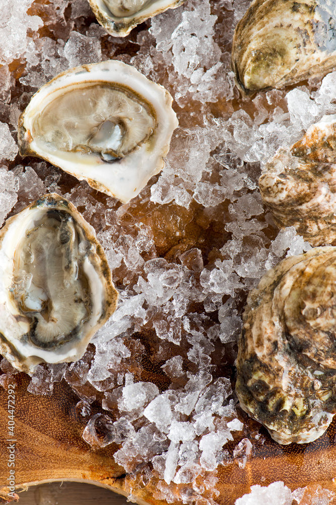 Oysters. Oysters on the half shell. Fresh oysters served with garlic, shallots, cocktail sauce, mignonette sauce and fresh lemons and limes. Classic American steakhouse or French bistro appetizer. Oysters. Oysters on the half shell. Fresh oysters served with garlic, shallots, cocktail sauce, mignonette sauce and fresh lemons and limes. Classic American steakhouse or French bistro appetizer.