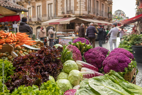 Fresh vegetables at Ballaro market in Palermo, Sicily photo