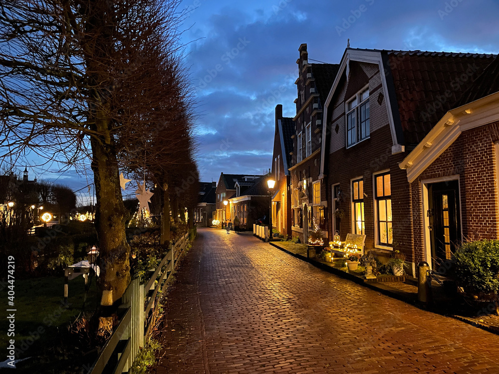 Street at night in IJlst Friesland