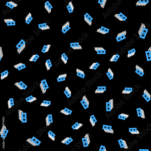 Line Fast payments icon isolated seamless pattern on black background. Fast money transfer payment. Financial services, fast loan, time is money, cash back concept. Vector.