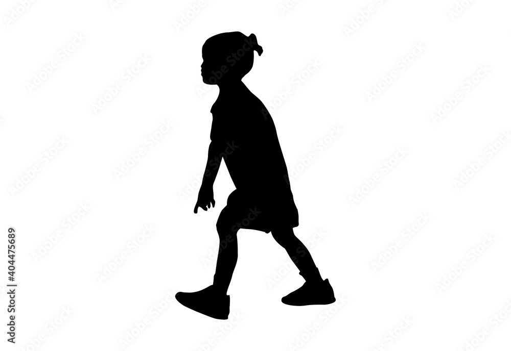 Silhouette kids running Exercise with white background with clipping path Silhouette kids running Exercise with white background with clipping path