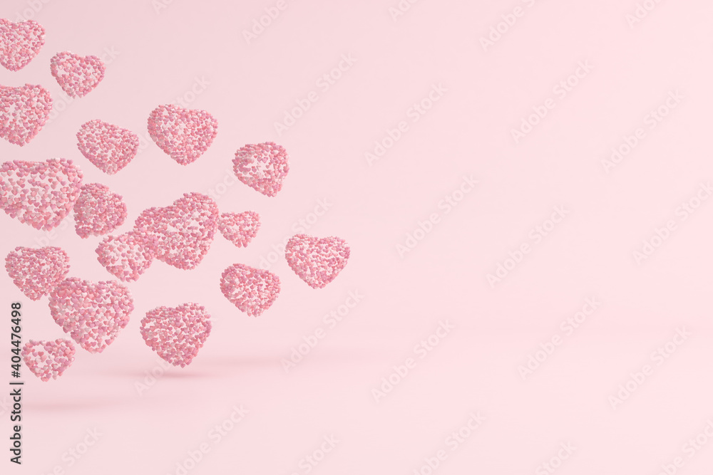 Floating hearts shape, Valentine concept. 3d rendering. Floating hearts shape, Valentine concept. 3d rendering.