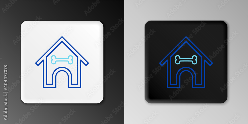Line Dog house and bone icon isolated on grey background. Dog kennel. Colorful outline concept. Vector. Line Dog house and bone icon isolated on grey background. Dog kennel. Colorful outline concept. Vector.